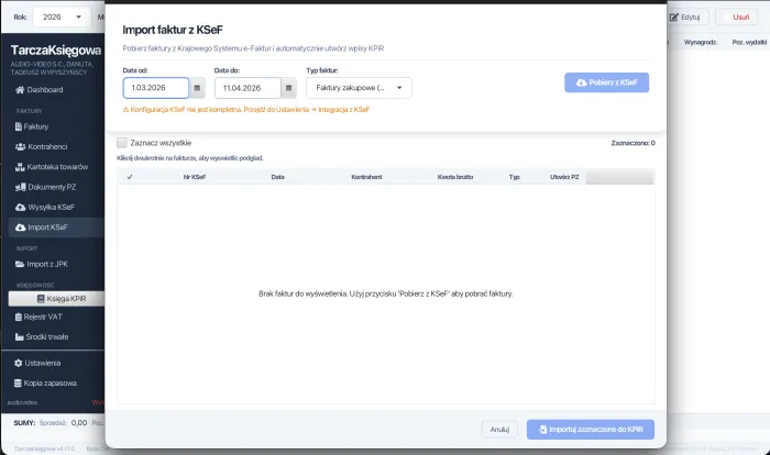 Import faktur z KSeF